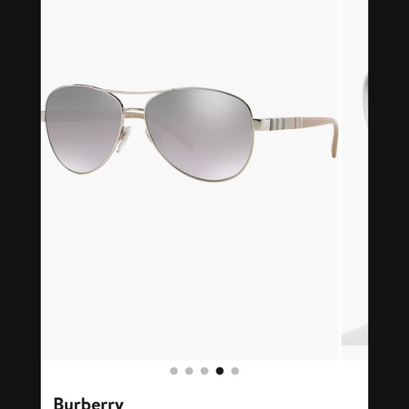 Burberry Stylish Silver Aviator Sunglasses - Picture 4 of 8